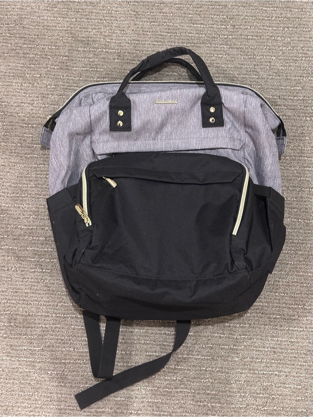 Lovevook Two-Tone Black and Gray Laptop Backpack Tote